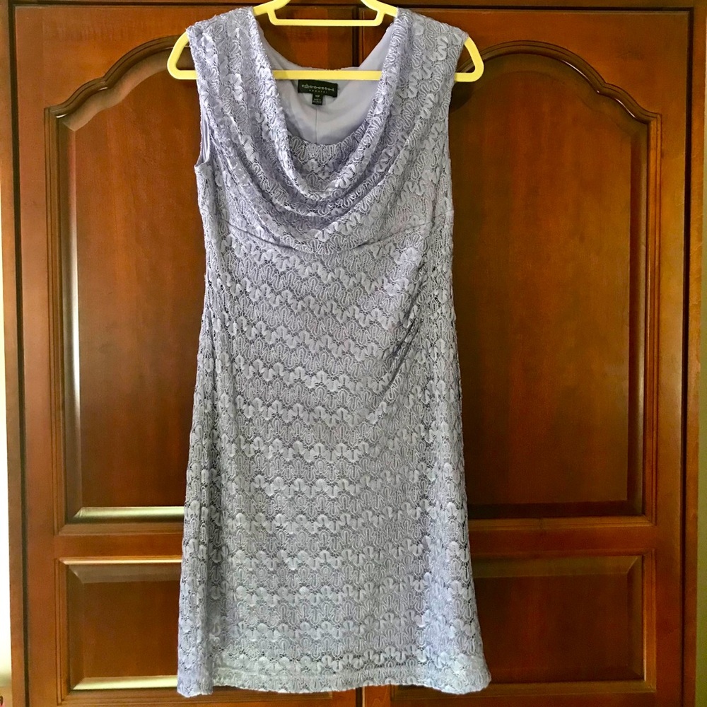 Connected Apparel Lace Cowl Neck Dress – Lavender
Size 10 petite